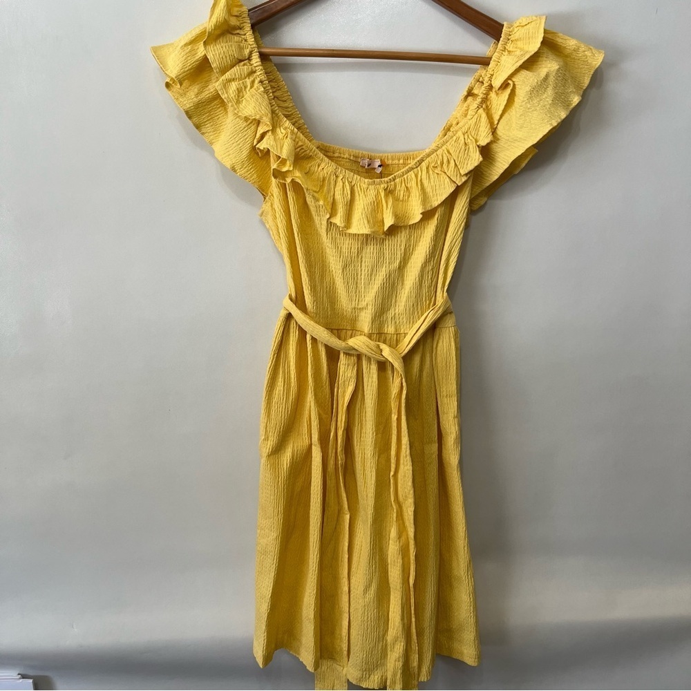 Francesca’s Yellow Flutter Sleeve Dress NWT